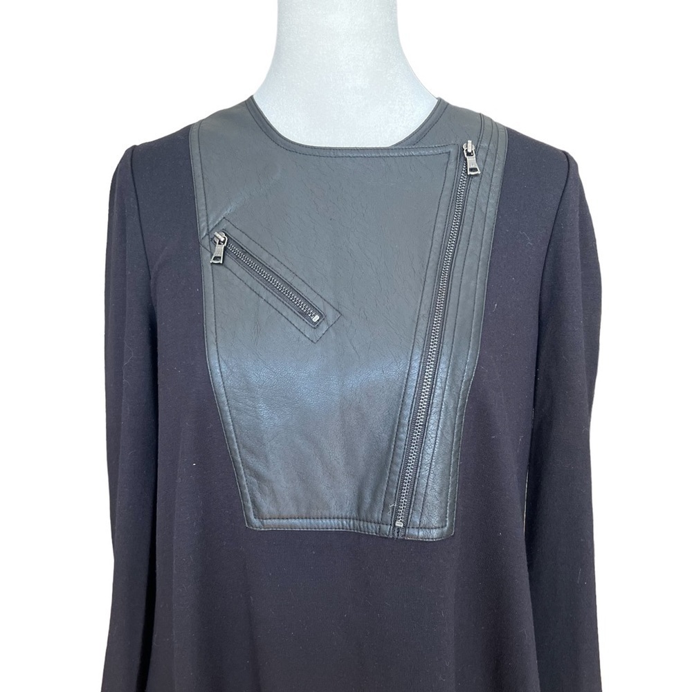 BCBGMAXAZRIA Black Aero Faux Leather Zipper Long Sleeve - Picture 3 of 7